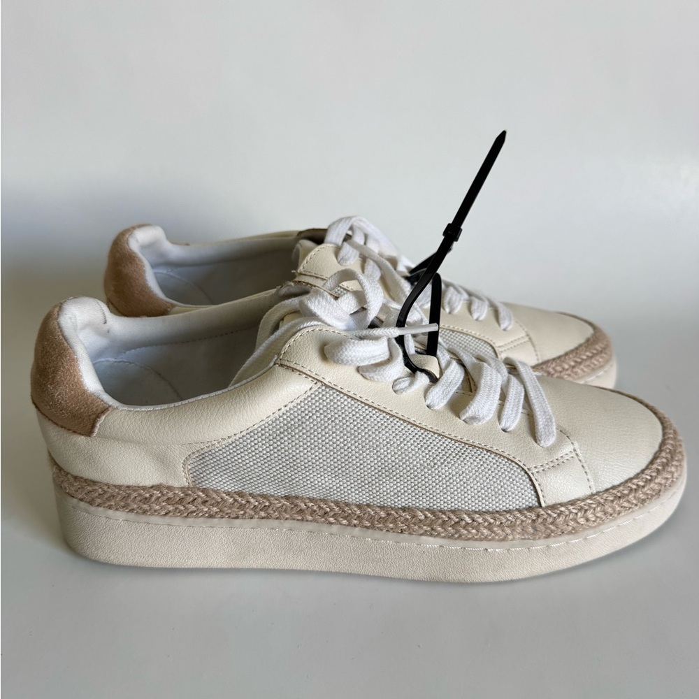 Nordstrom Cream and Tan Platform Lace-Up Sneakers
